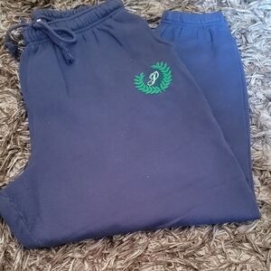 Navy Joggers with Green Logo